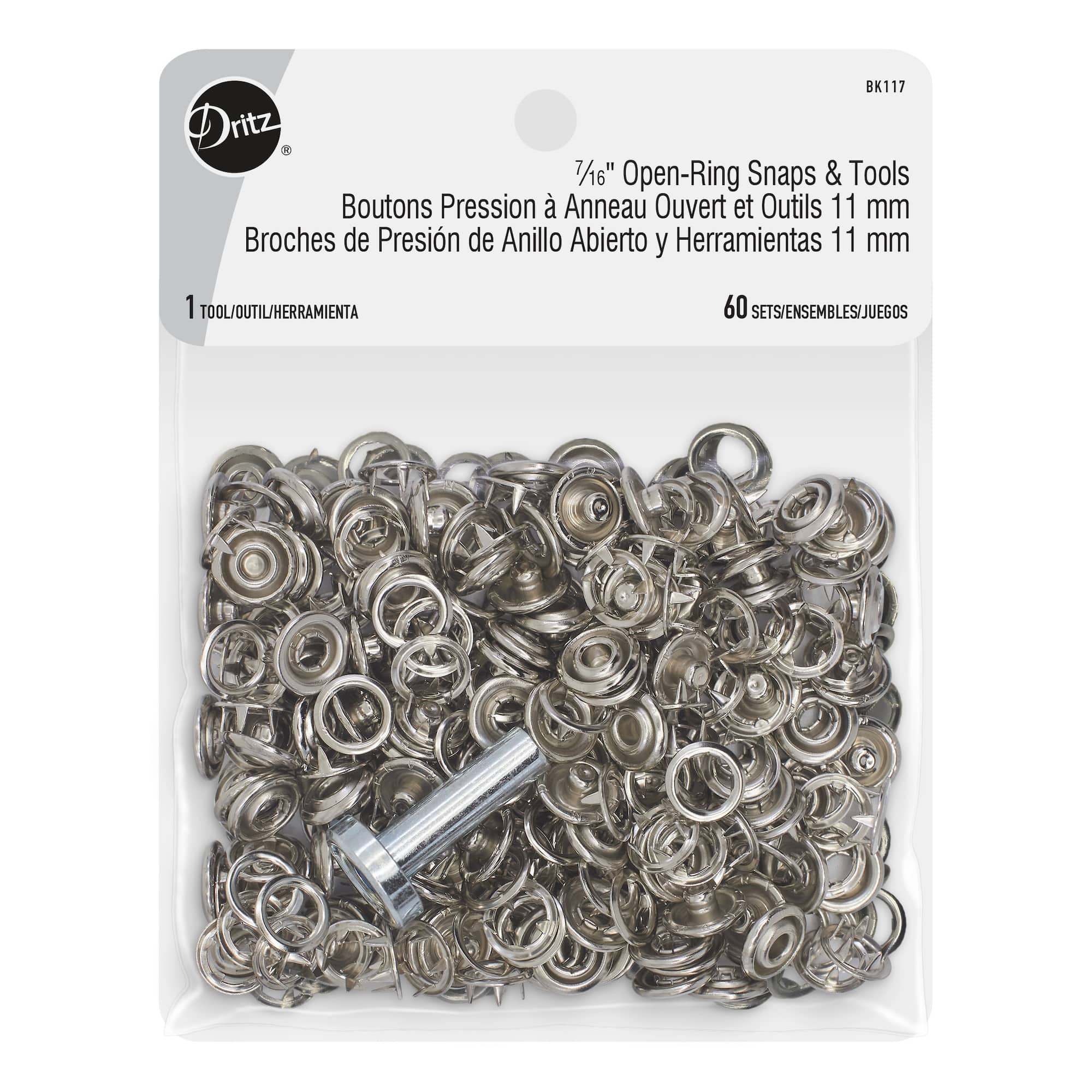 Dritz® Silver Open-Ring Snaps & Tools, 60 Sets